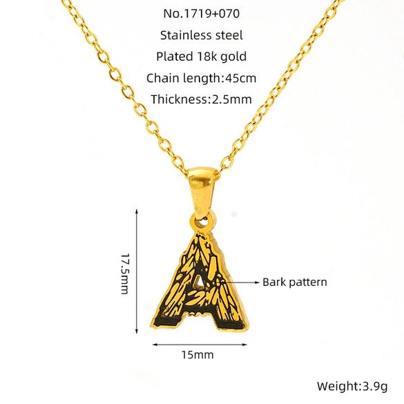 Wholesale Pendant Necklace Stainless Steel Gold Plated Letter Pattern For Unisex