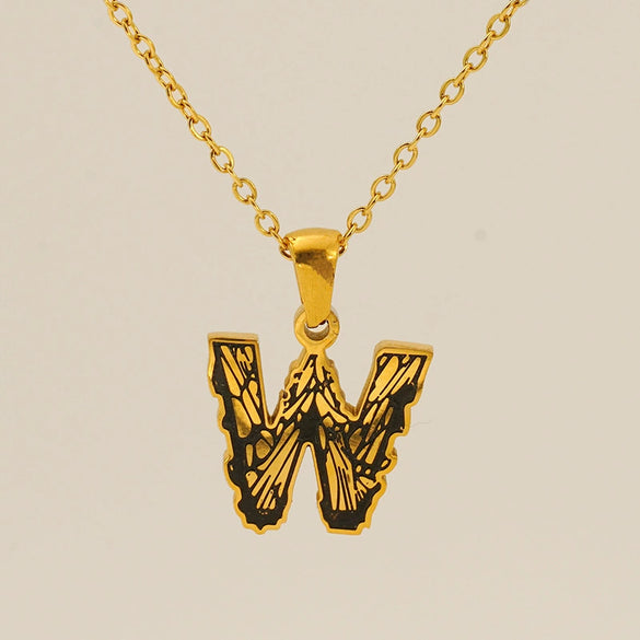 Wholesale Pendant Necklace Stainless Steel Gold Plated Letter Pattern For Unisex
