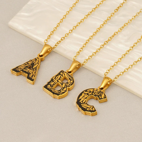 Wholesale Pendant Necklace Stainless Steel Gold Plated Letter Pattern For Unisex