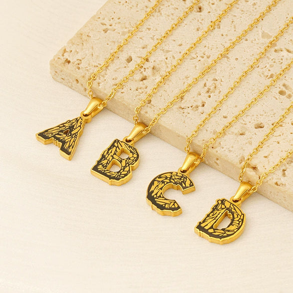 Wholesale Pendant Necklace Stainless Steel Gold Plated Letter Pattern For Unisex
