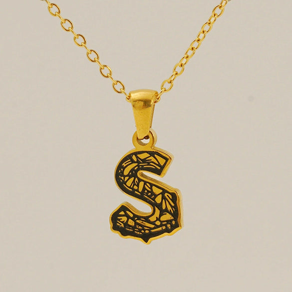 Wholesale Pendant Necklace Stainless Steel Gold Plated Letter Pattern For Unisex