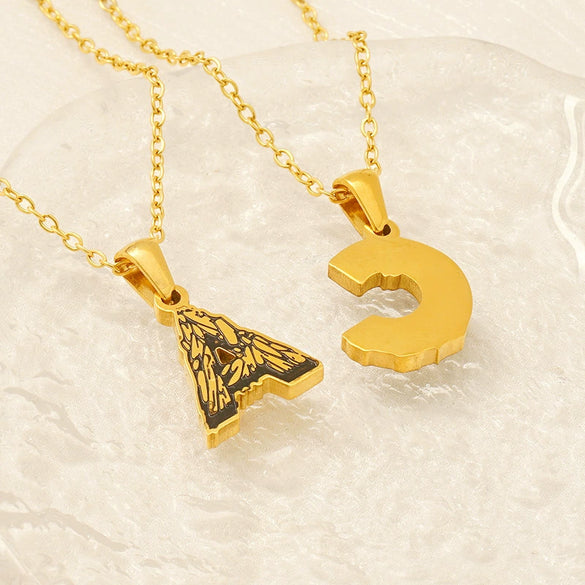 Wholesale Pendant Necklace Stainless Steel Gold Plated Letter Pattern For Unisex