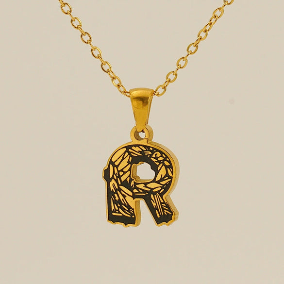 Wholesale Pendant Necklace Stainless Steel Gold Plated Letter Pattern For Unisex