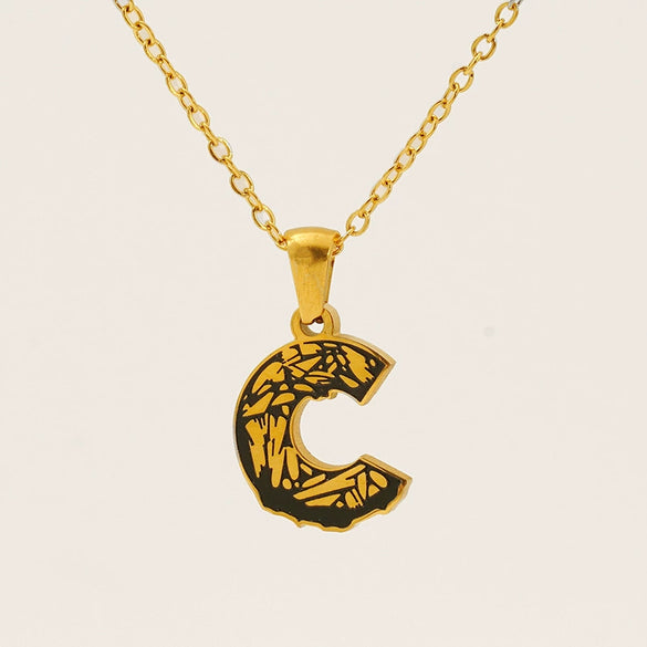 Wholesale Pendant Necklace Stainless Steel Gold Plated Letter Pattern For Unisex
