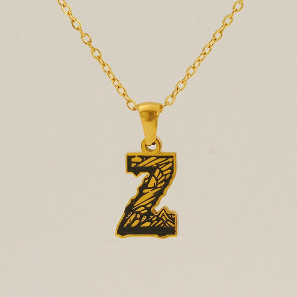 Wholesale Pendant Necklace Stainless Steel Gold Plated Letter Pattern For Unisex
