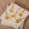 Wholesale Pendant Necklace Stainless Steel Gold Plated Letter Style Electroplated