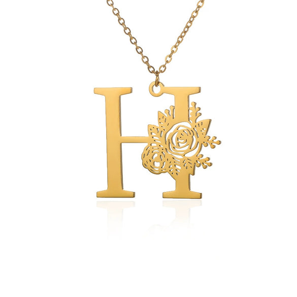 Wholesale Pendant Necklace Stainless Steel Gold Plated Letter Style Electroplated