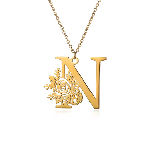 Wholesale Pendant Necklace Stainless Steel Gold Plated Letter Style Electroplated