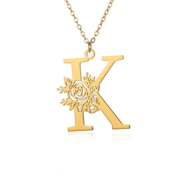 Wholesale Pendant Necklace Stainless Steel Gold Plated Letter Style Electroplated