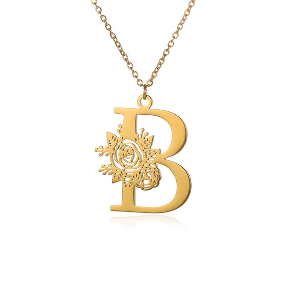 Wholesale Pendant Necklace Stainless Steel Gold Plated Letter Style Electroplated
