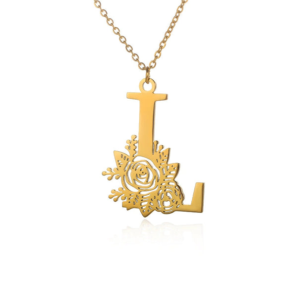 Wholesale Pendant Necklace Stainless Steel Gold Plated Letter Style Electroplated