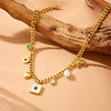 Wholesale Pendant Necklace Stainless Steel Gold Plated White Shell Square Drop Shape Moon Love Pearl For Women
