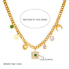 Wholesale Pendant Necklace Stainless Steel Gold Plated White Shell Square Drop Shape Moon Love Pearl For Women