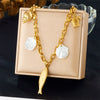Wholesale Pendant Necklace Stainless Steel Goldplated With Marine Animal Zodiac Elements