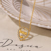 Wholesale Pendant Necklace 316L Stainless Steel Heart Shaped Hollow Zircon Letter Electroplated Light Luxury Style