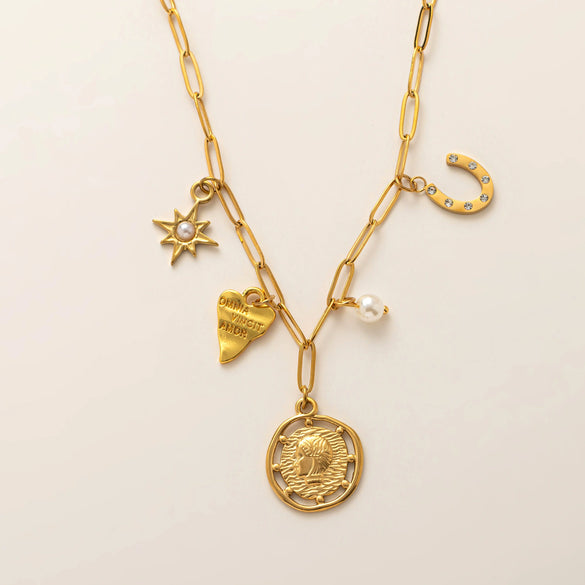 Wholesale Pendant Necklace Stainless Steel Heartshaped Geometric Zirconium Agate Natural Stone Electroplating