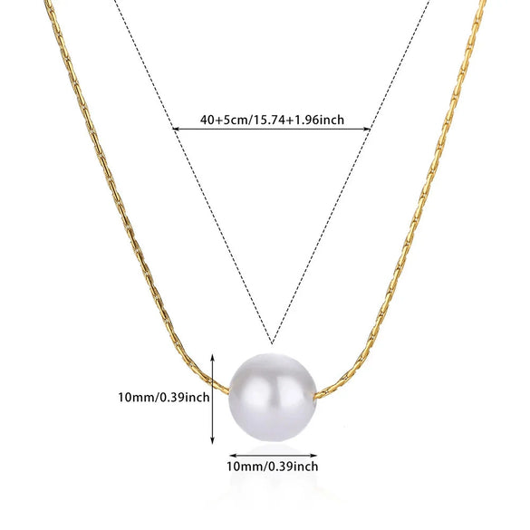 Wholesale Pendant Necklace Stainless Steel Imitation Pearl Geometric Light Luxury Electroplating Women