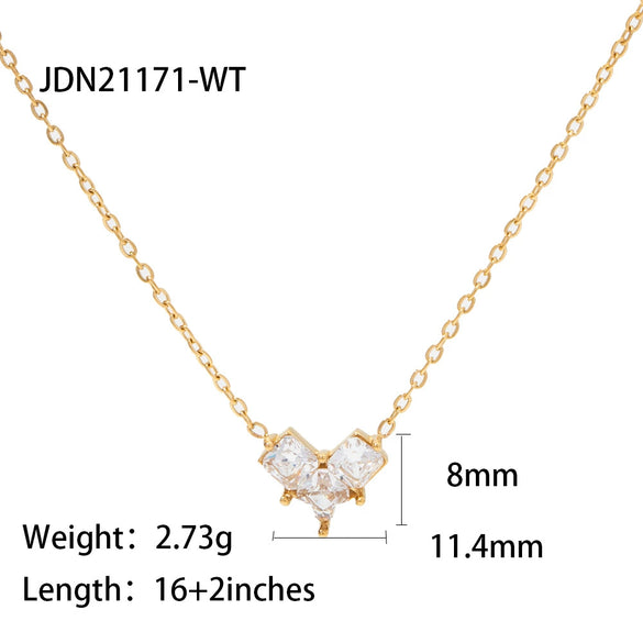 Wholesale Pendant Necklace Stainless Steel Inlaid Zircon Geometric Love Style For Women