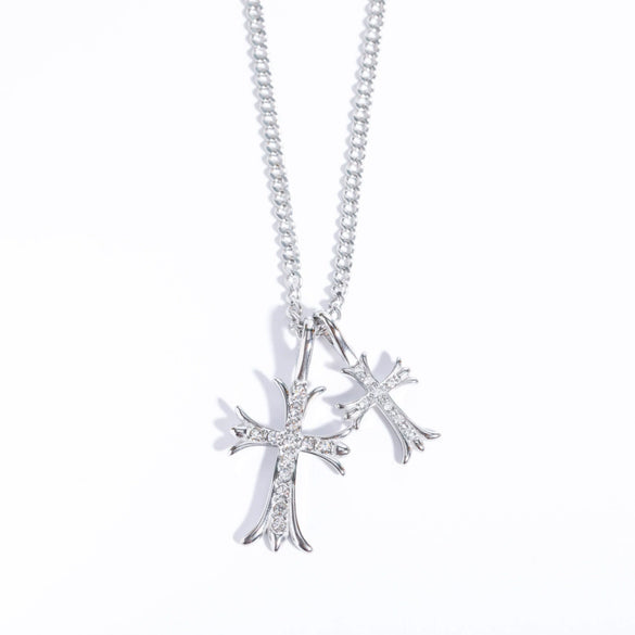 Wholesale Pendant Necklace Stainless Steel Inlaid Zircon Geometric Retro Heavy Industry Electroplating