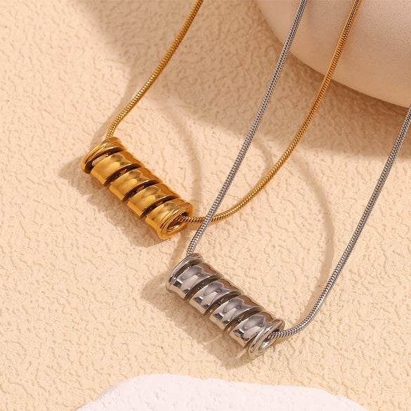 Wholesale Pendant Necklace Stainless Steel 18K Gold Plated Geometric Spiral Spring Women