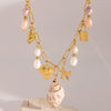 Wholesale Pendant Necklace Stainless Steel Pearl Hammer Starfish Conch Love Geometric Electroplating For Women