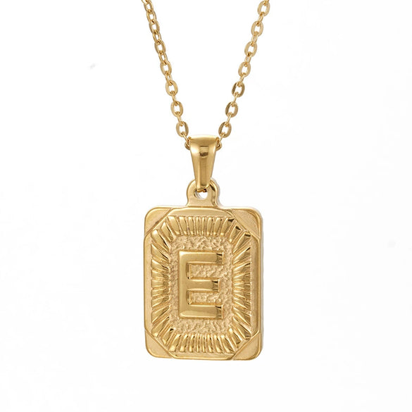 Wholesale Pendant Necklace 316L Stainless Steel Square Letter Electroplated Unisex