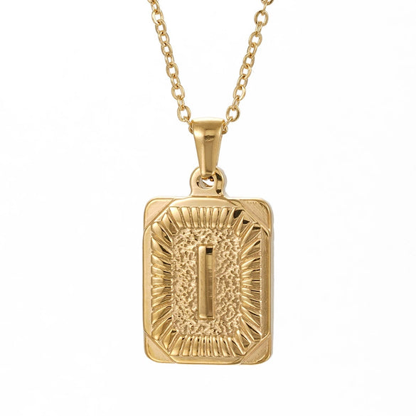 Wholesale Pendant Necklace 316L Stainless Steel Square Letter Electroplated Unisex