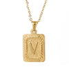 Wholesale Pendant Necklace 316L Stainless Steel Square Letter Electroplated Unisex