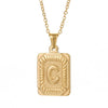 Wholesale Pendant Necklace 316L Stainless Steel Square Letter Electroplated Unisex