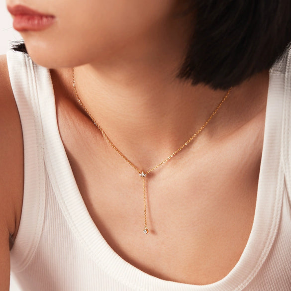 Wholesale Pendant Necklace Stainless Steel Titanium Steel Crown Set With White Zircon Geometric Style Electroplated For Women