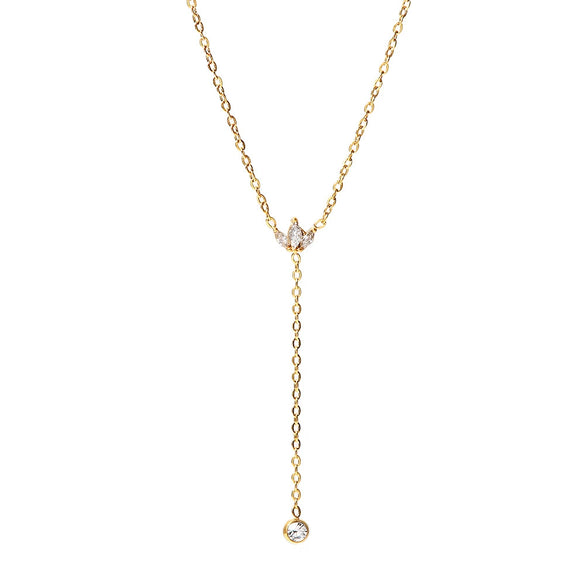 Wholesale Pendant Necklace Stainless Steel Titanium Steel Crown Set With White Zircon Geometric Style Electroplated For Women