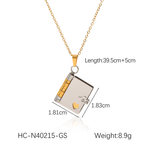Wholesale Pendant Necklace Stainless Steel Titanium Steel Geometric Love Book Style Electroplated Women's