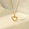 Wholesale Pendant Necklace Stainless Steel Titanium Steel Hollow Love Inlaid Zircon Geometric Electroplating Women's Light Luxury Allmatch