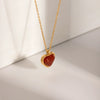 Wholesale Pendant Necklace Stainless Steel Titanium Steel Red Agate Heart Shaped Electroplated For Women