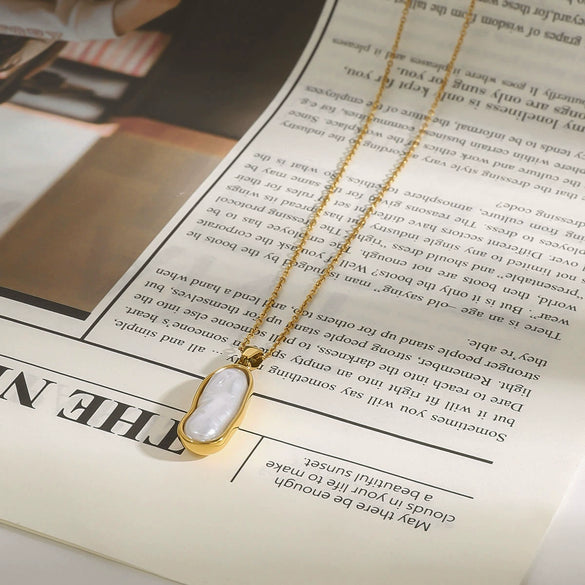 Wholesale Pendant Necklace Stainless Steel Titanium Steel Resin Pearl Geometric Electroplating Light Luxury Style For Women