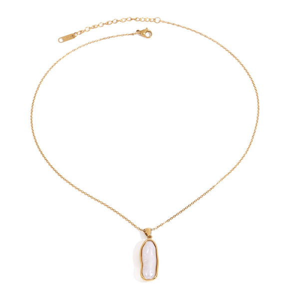 Wholesale Pendant Necklace Stainless Steel Titanium Steel Resin Pearl Geometric Electroplating Light Luxury Style For Women