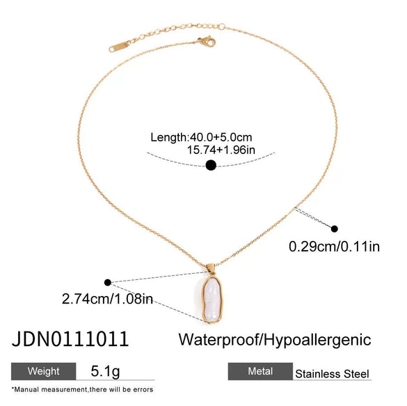 Wholesale Pendant Necklace Stainless Steel Titanium Steel Resin Pearl Geometric Electroplating Light Luxury Style For Women