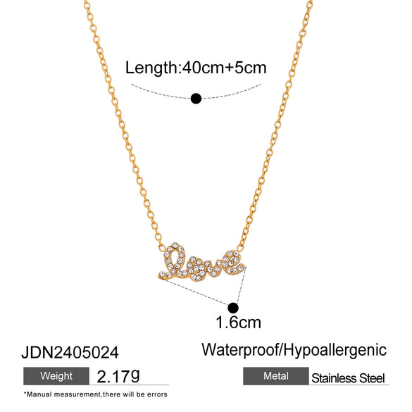 Wholesale Pendant Necklace Stainless Steel Titanium Steel Rhinestone Love Letter Geometric Electroplating For Women