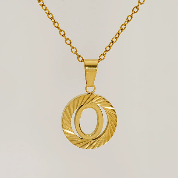 Wholesale Pendant Necklace Stainless Steel Titanium Steel Round Letter Pattern Electroplated Unisex