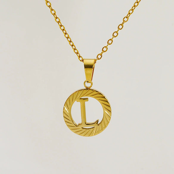 Wholesale Pendant Necklace Stainless Steel Titanium Steel Round Letter Pattern Electroplated Unisex