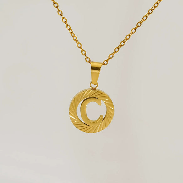 Wholesale Pendant Necklace Stainless Steel Titanium Steel Round Letter Pattern Electroplated Unisex