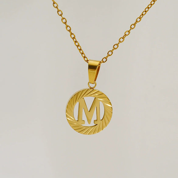 Wholesale Pendant Necklace Stainless Steel Titanium Steel Round Letter Pattern Electroplated Unisex