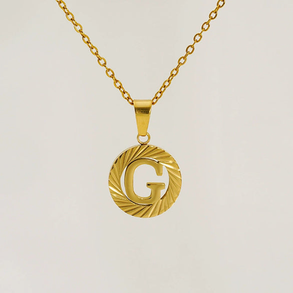 Wholesale Pendant Necklace Stainless Steel Titanium Steel Round Letter Pattern Electroplated Unisex