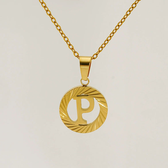 Wholesale Pendant Necklace Stainless Steel Titanium Steel Round Letter Pattern Electroplated Unisex