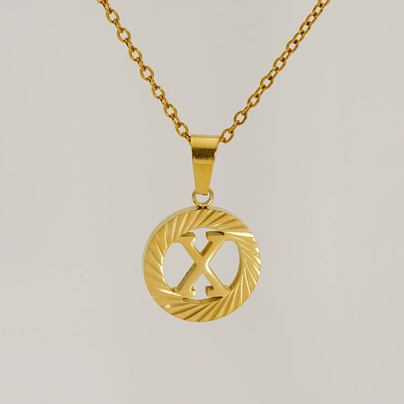 Wholesale Pendant Necklace Stainless Steel Titanium Steel Round Letter Pattern Electroplated Unisex