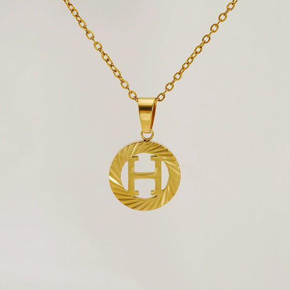 Wholesale Pendant Necklace Stainless Steel Titanium Steel Round Letter Pattern Electroplated Unisex