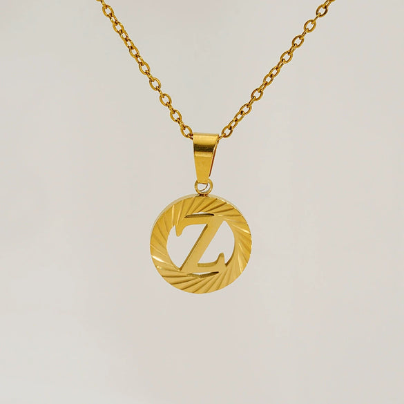 Wholesale Pendant Necklace Stainless Steel Titanium Steel Round Letter Pattern Electroplated Unisex