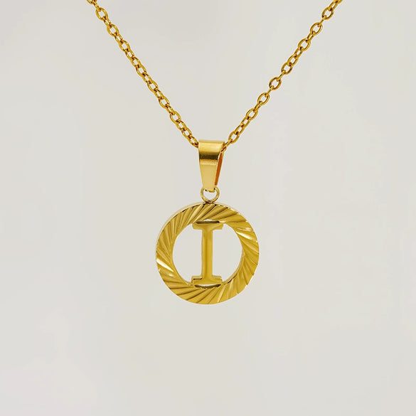 Wholesale Pendant Necklace Stainless Steel Titanium Steel Round Letter Pattern Electroplated Unisex