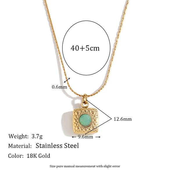 Wholesale Pendant Necklace Stainless Steel Titanium Steel Square Geometric Pattern 18K Gold Plated Electroplating For Women