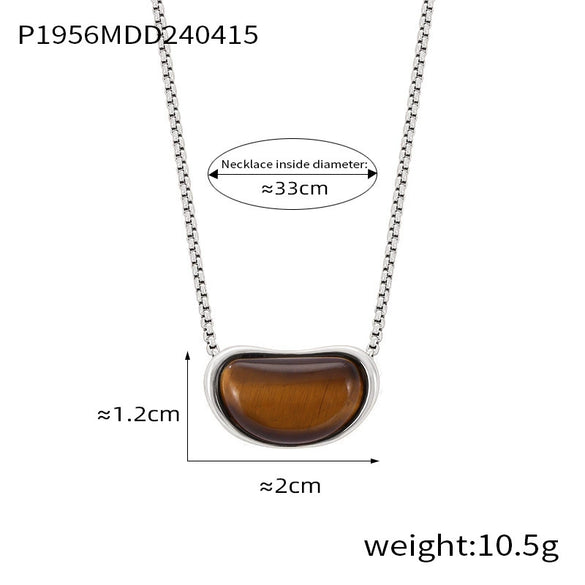 Wholesale Pendant Necklace Tiger's Eye Titanium Steel Retro Geometric Electroplating Women's